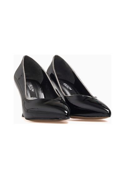 Kuum Kadın Stiletto Ayakkabı 26y K145-26218 Siyah Rugan