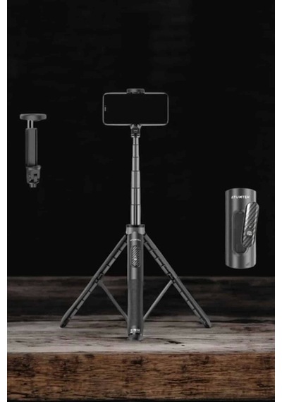 Tripod Kablosuz Bluetooth Bağlantılı Selfie Çubuğu 360 Derece Dönebilen