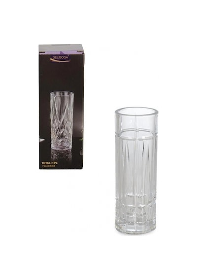 İpek Silindir Şekilli Cam Vazo 19x6 Cm Şeffaf