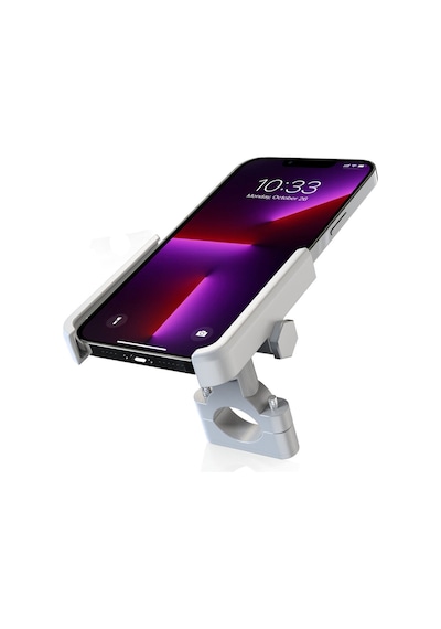 Alüminyum Gövdeli Gidon Bağlantılı Full Metal Motosiklet-bisiklet Telefon Tutucu Gri