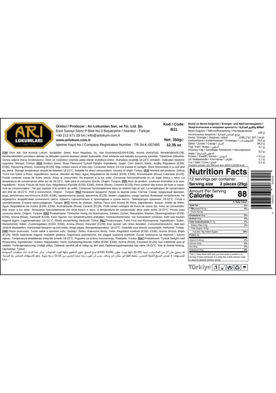 Lokumani Gül Aromalı Lokum 350 Gr 15'li Paket
