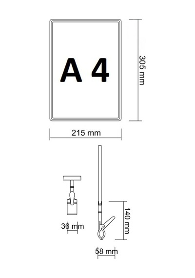 3 Adet Beyaz A4 Mandallı Raf Sepet Etiketi Çerçeveli Etiketlik Beyaz