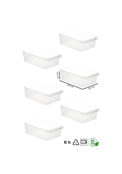 Porsima 3184 6 Adet Kapaklı Dolap Ve Buzdolabı İçi Düzenleyici 6l ŞEFFAF