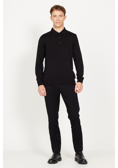 AC&Co / Altınyıldız Classics Erkek Sıyah Standart Fit Normal Kesim Polo Yaka Pamuklu Triko Kazak Siyah AC&Co / Altınyıldız Classics Erkek Sıyah Standart Fit Normal Kesim Polo Yaka Pamuklu Triko Kazak Siyah