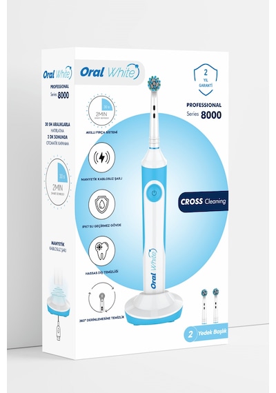 Oral White Professional Series 8000 Şarjlı Diş Fırçası Mavi