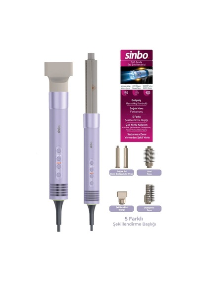 Sinbo Shd-1760 Saç Şekillendirme Cihazı 3 Hız 5 Başlık 110.000rpm Sıcaklık Ayar