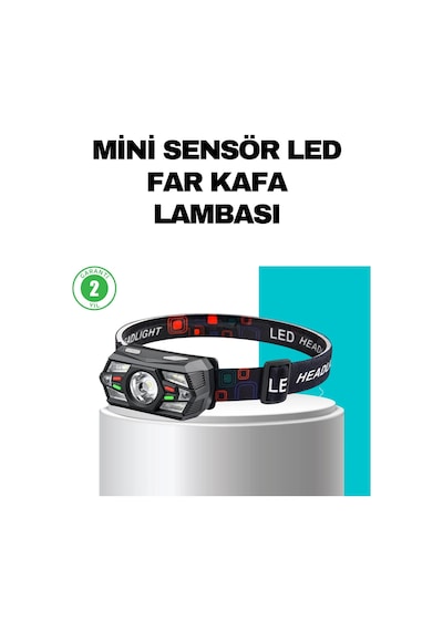 Hubrendy Tekno Hareket Sensörlü Şarjlı Led Far Suya Dayanıklı Çok Modlu AÇIK GRİ KAHVE KARIŞIMI