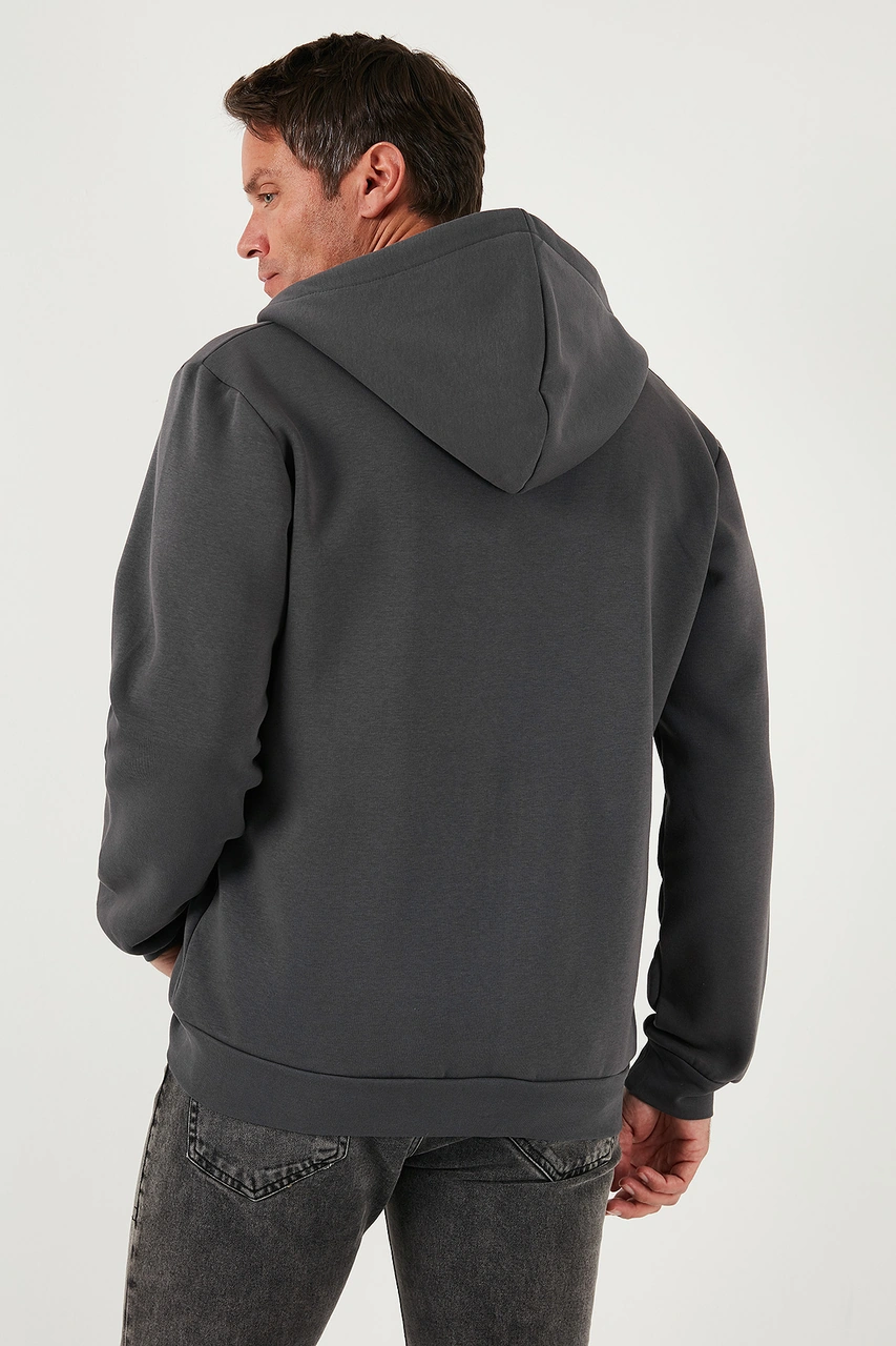 Buratti Regular Fit Kapüşonlu Fermuarlı Içi Tüylü Yumuşak Şardonlu Kışlık Erkek Sweat 5905340 Antrasit