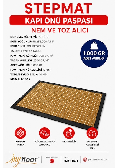 Nem Alıcı Toz Tutucu Çamur Sıyırıcı Pvc Taban Ve Pvc Bordürlü Scroll Bej Halılı Kapı Önü Paspası