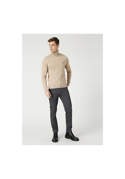 U.S. Polo Assn. Düz Camel Erkek Kazak Çok Renkli