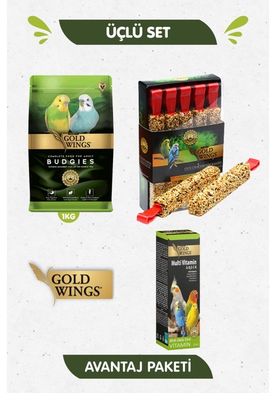 3lü Set - Premium Muhabbet Kuşu Yemi 1 Kg + 10lu Ballı Meyv. Kraker + Multivitamin 20 Ml