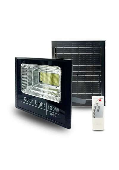 Cata 120 Watt Beyaz Işık 1200 Lümen Kumandalı Solar Projektör Led Projektör Dış Mekana Uygun Ct-4648