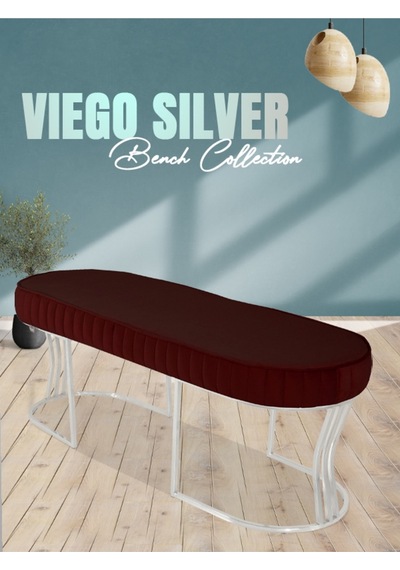 Viego Silver Striped- Bordo Kapitoneli Chester Model Puf & Bench & Koltuk & Uzun Makyaj Puff & Yatak Ucu &önü