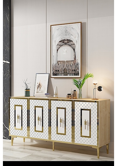 Ka1510dbg Puma Konsol, Tv Sehpası Safirmeşe-beyaz-gold 150cm Safirmeşe-beyaz-gold Ka1510dbg Puma Konsol, Tv Sehpası Safirmeşe-beyaz-gold 150cm Safirmeşe-beyaz-gold