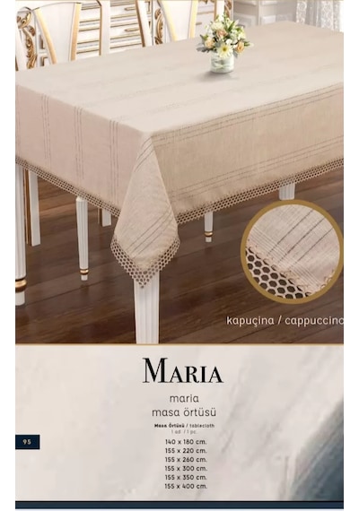 Maria Model Kapiçino 155x220 Cm Keten Masa Örtüsü Zarif Şık Ev Tekstili Diğer