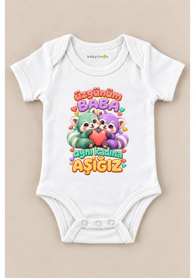 Babylimon Üzgünüm Baba Aynı Kadına Aşığız Beyaz Kısa Kollu Çıtçıtlı Bebek Zıbını Beyaz - 930083942 Beyaz Babylimon Üzgünüm Baba Aynı Kadına Aşığız Beyaz Kısa Kollu Çıtçıtlı Bebek Zıbını Beyaz - 930083942 Beyaz