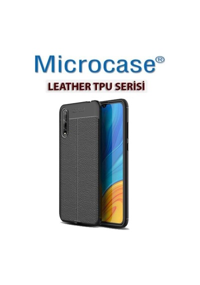Microcase Huawei P Smart S / Y8P Leather Silikon Kilif - Siyah 446755615