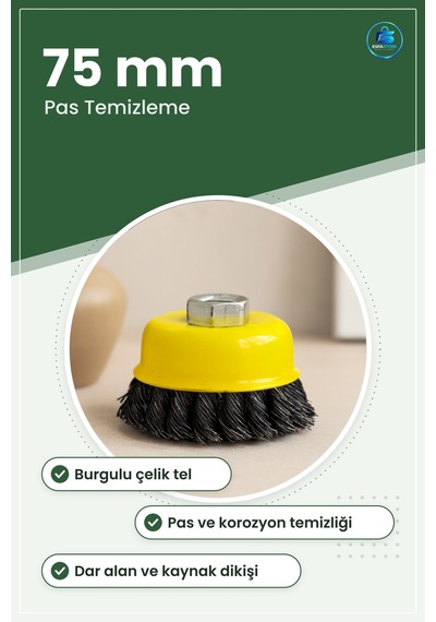 Burgulu Çanak Fırça 75 Mm Matkap Aksesuarları Pas Ve Korozyon Gid