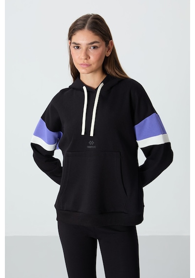 Tommy Life Siyah Kompakt Pamuklu Kalın Pürüzsüz Dokulu Kapüşonlu Oversize Fit Kadın Sweatshirt - 97290 Siyah