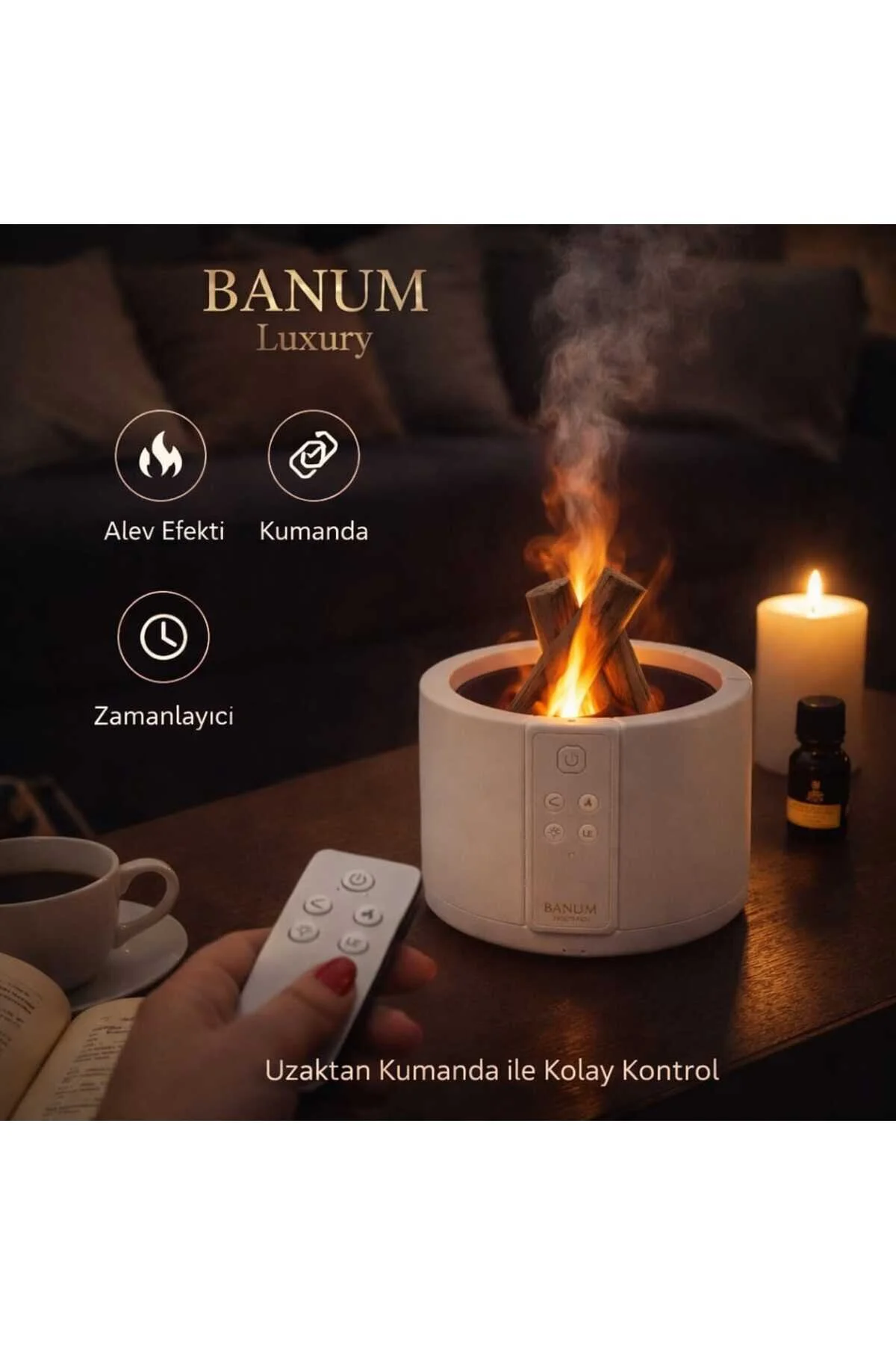 Bonfire Alev Efektli Soft Buhurdanlık & Nemlendirici Kumandalı Diğer