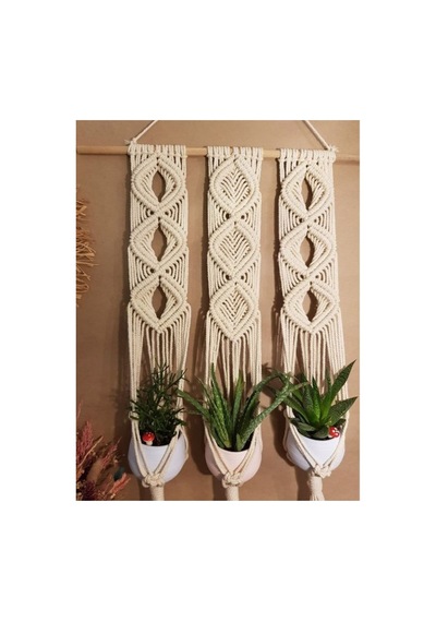 3lü Makrome Saksı Makrome Saksı