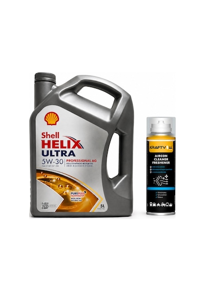 Shell Helix Ultra Pro Ag 5W-30 Motor Yağı 5 L + Klima Bombası 200 ML