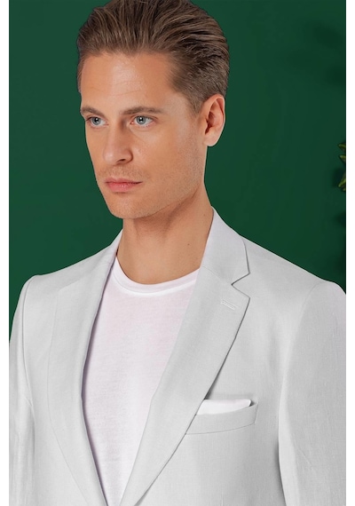 Efor Comfort Fit Çift Yırtmaç %100 Keten Casual Mavi Ceket C 668 Mavi