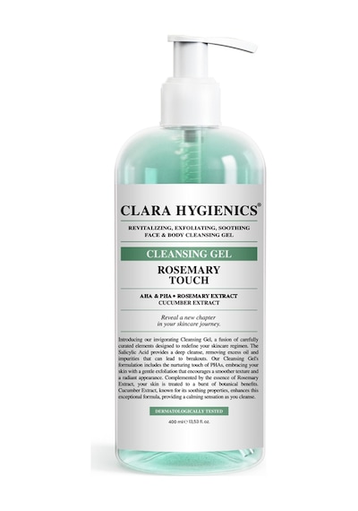 Clara Hygienics Rosemary Touch Cilt Tonu Eşitleyici Ölü Hücre Temizleyici Vegan Yüz Ve Vücut Temizleme Jeli 400 Ml