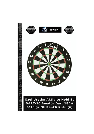 Özel Üretim Aktivite Hobi Ev Dart-10 Amatör Dart 18" + 6 18 Gr Ok Renkli Kutu 6