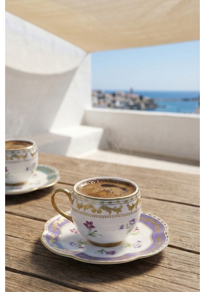 Acar Jasmine 6 Kişilik Porselen Kahve Fincan Takımı - 90 Ml Beyaz