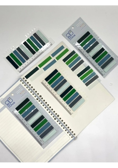 10 Renkli Cetvelli Gri Ve Yeşil Tonları İndeks Sticker/index/postit/kitap Ayracı/not Kağıdı