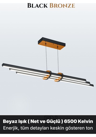 Cosmo Bronz Beyaz Işık Lineer Led Sarkıt Avize Kumandalı Dim Edilebilen Aşağı Işık
