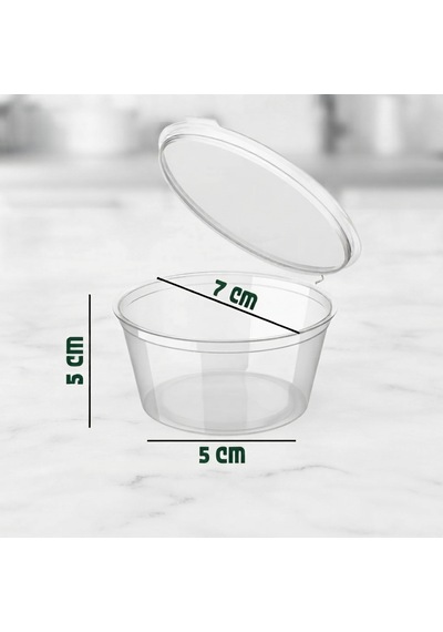 4 Oz 120 Ml, 100 Adet, Sıkı Ve Sızdırmaz Kendinden Kapaklı/sert Plastik Sosluk - Kemik Suyu Ve Sos Kabı Şeffaf