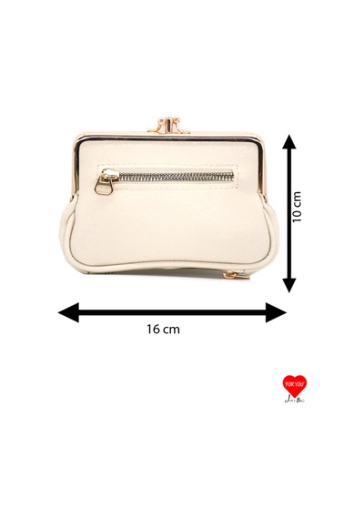 Jara Bag Velora Çok Bölmeli Krem Yumuşak Deri Klipsli Burslu Kadın Cüzdanı Krem Küçük Boy Jara35-2