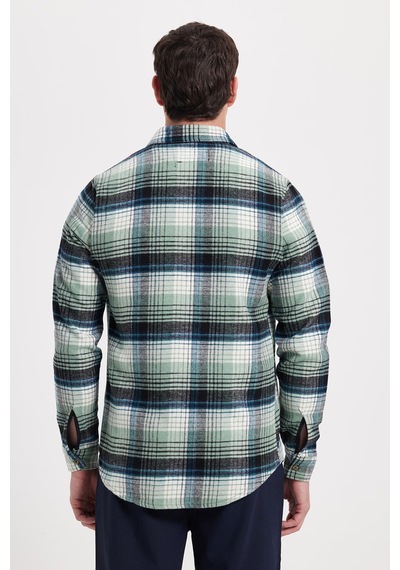 Tudors Erkek Slim Fit Dar Kesim Kareli Kışlık Oduncu Gömlek-42380 Mint
