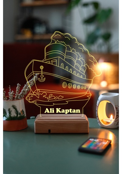 Kişiye Özel Hediye 3D Buhar Çıkaran Gemi Masaüstü Led Lamba