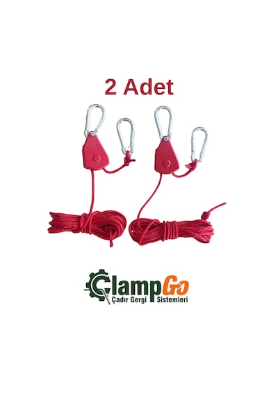 Otomatik Kilitlemeli Kamp Çadırı Ip Gergisi Düğüm Süz Tarp, Yan Tente Ve Branda Sabitleme Sistemi 2 Adet Kırmızı