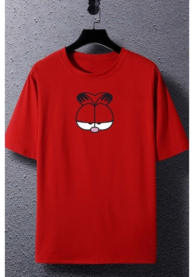 Unisex Garfield Baskılı T-shirt Kırmızı
