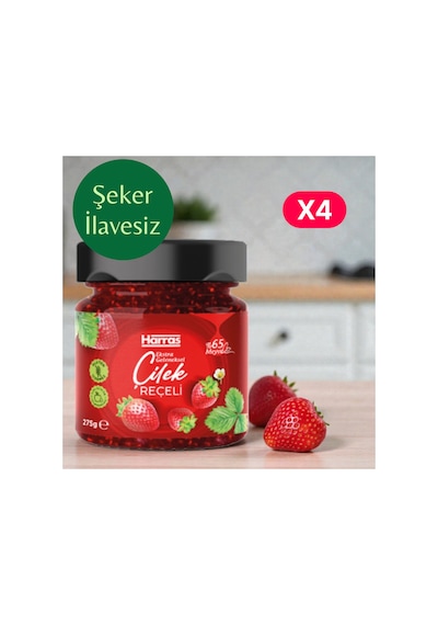 Ş.ilavesiz %65 Çilekli Reçel 275 G 4 Lü