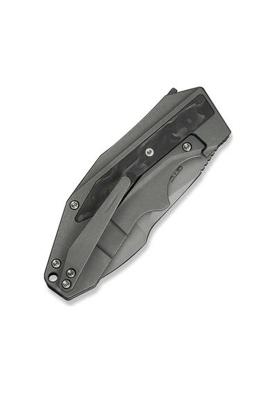 We Knife Coral Gray Titanium Handle With Marble Carbon Fiber Inlay Gray Stonewashed Cpm 20cv Blade Çakı Gri