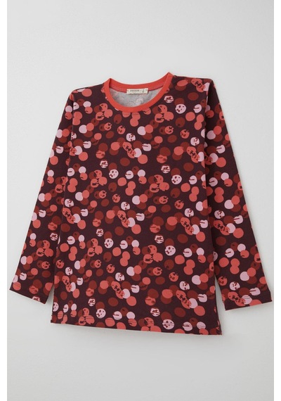 Breeze Kız Çocuk Pijama Takımı Neşeli Benekler Desenli 9-12 Yaş, Mürdüm Mürdüm