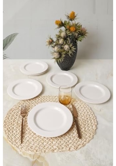 Beyaz İyonya Pasta Tabağı 22 Cm 6 Adet 006 Açık