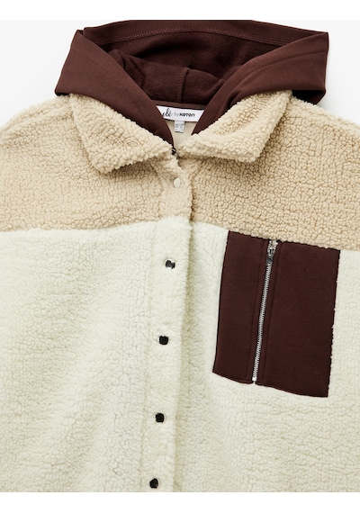 Koton Kapüşonlu Renk Bloklu Cep Detaylı Çıtçıt Düğmeli Oversize Peluş Ceket Ekru 6wal10124ık Koton Kapüşonlu Renk Bloklu Cep Detaylı Çıtçıt Düğmeli Oversize Peluş Ceket Ekru 6wal10124ık