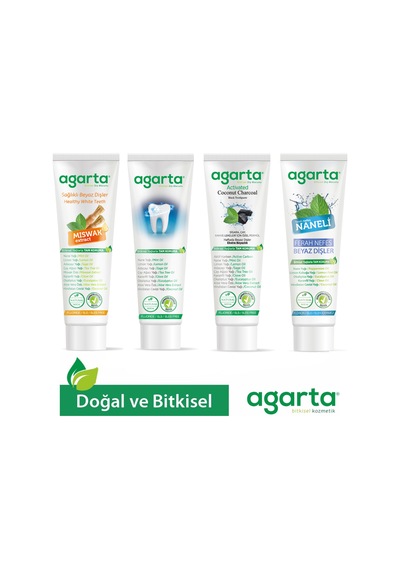 4'lü Set Doğal Florürsüz Misvak Aktif Nane Bitki Özlü Diş Macunu