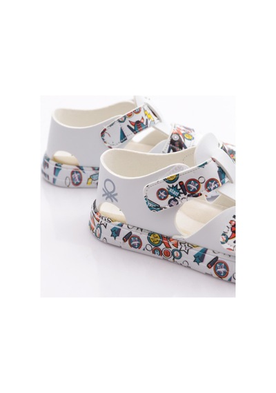 Benetton Bn-1410 Çocuk Sandalet Beyaz Sarı