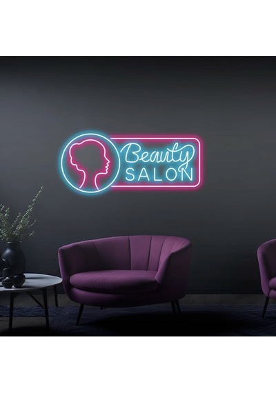 Beauty Salon Yazılı Ve Şekilli Güzellik Salonlarına Özel Neon Tabela Turkuaz