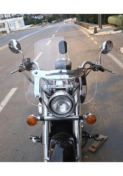 Motocam Honda Shadow 750 Ön Cam 1999-2010 Model 45cm Şeffaf Renkli 4mm Aparatsız