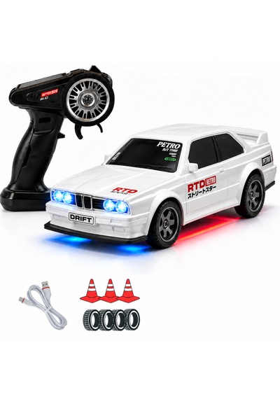 Uzaktan Kumandalı Mini Drift Bmw Evo30 Model Araba Dahili Şarjlı Işıklı 4x4 Taşıma Kumandalı Hız Hassasiyetli Ve Kademeli ,kuka Ve Drift Tekerleri Hediye 1:43 Ölçek Beyaz