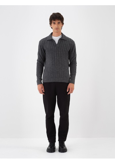Xint Antra Dokulu Yumuşak Dokulu Regular Fit Kazak 801798 Antrasit