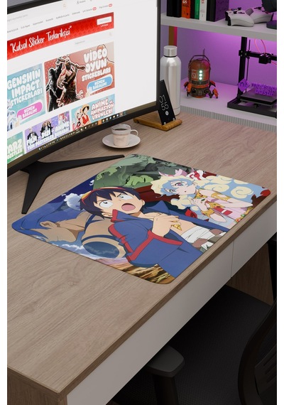 Gurren Lagann Kaymaz Dikişli Kauçuk Oyuncu Mousepad V3 - 48x40 Xl Gaming Mouse Pad Fare Altlığı